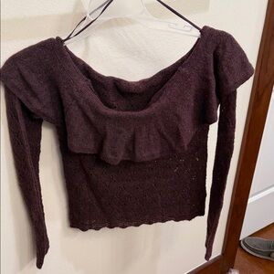 American Eagle Off-Shoulder Purple Sweater